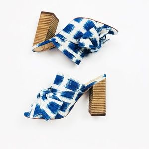 Sam Edelman Yumi Bow Block Heel Mule Blue/White